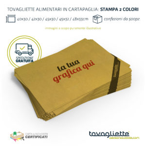 Tovaglietta Ecologica personalizzata su cartapaglia alimentare stampa atossica a 2 colori