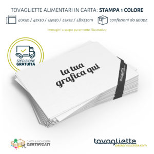 Tovagliette Personalizzate economiche ad 1 colore con inchiostri alimentari