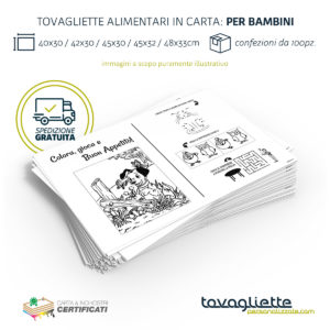 Tovagliette Carta Bianca per BAMBINI con inchiostri alimentari