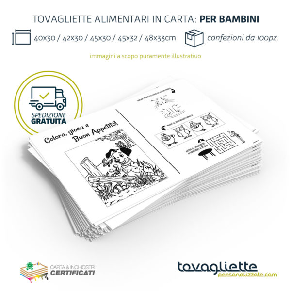 Tovagliette Carta Bianca per BAMBINI con inchiostri alimentari