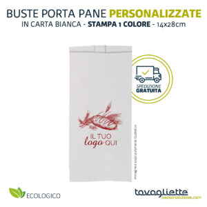 Buste Porta Pane Personalizzate Carta Bianca - 1 Colore - TovagliettePersonalizzate.com