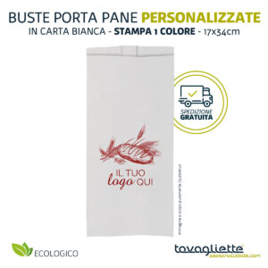 Buste Porta Pane Personalizzate Carta Bianca - 1 Colore - TovagliettePersonalizzate.com