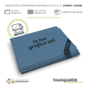 Tovagliette di Carta Personalizzate Cartapaglia Blu Stampa 1 Colore - TovagliettePersonalizzate.com